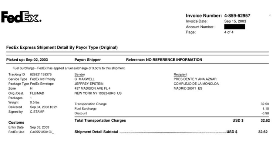 Foto del envío que se produjo al Palacio de la Moncloa