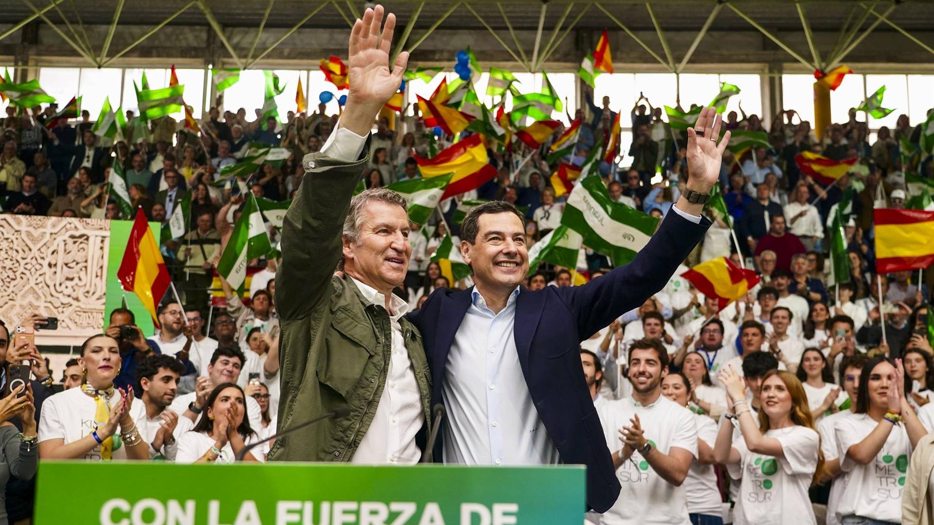 Moreno pide «un último esfuerzo» para ganar «ampliamente» y Feijóo llama a una «mayoría de estabilidad» en Andalucía