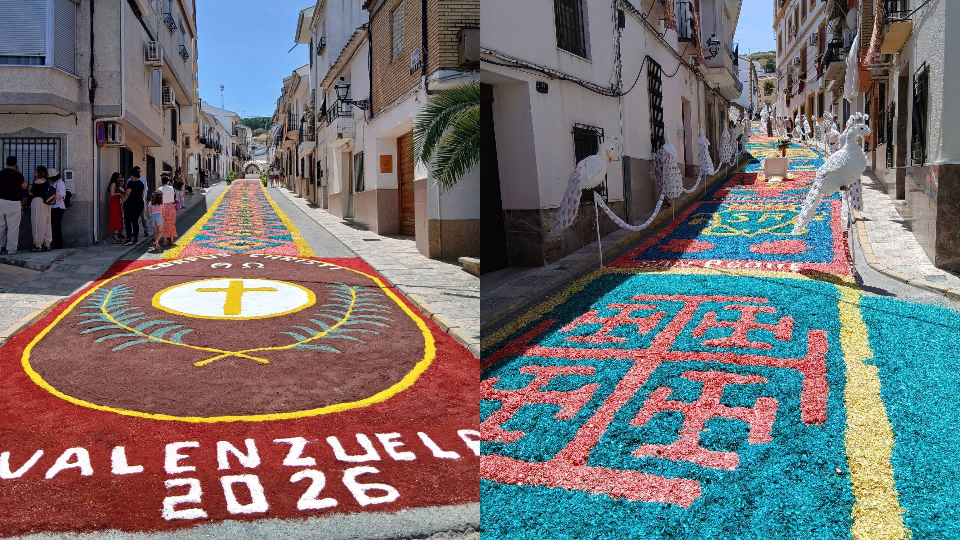 7.000 kilos de serrín de colores para alfombrar las calles: así celebra el pueblo cordobés de Valenzuela el Corpus