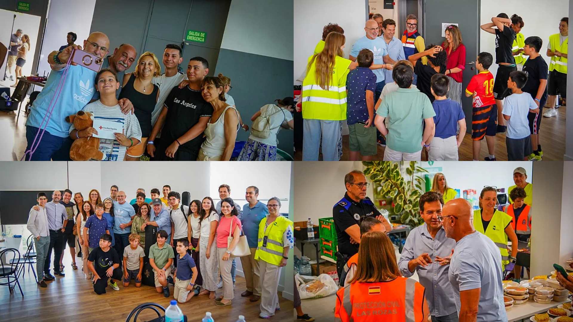 Luis de la Fuente visita a los afectados por los incendios acogidos en la Federación, algunos en las habitaciones de los jugadores de la selección