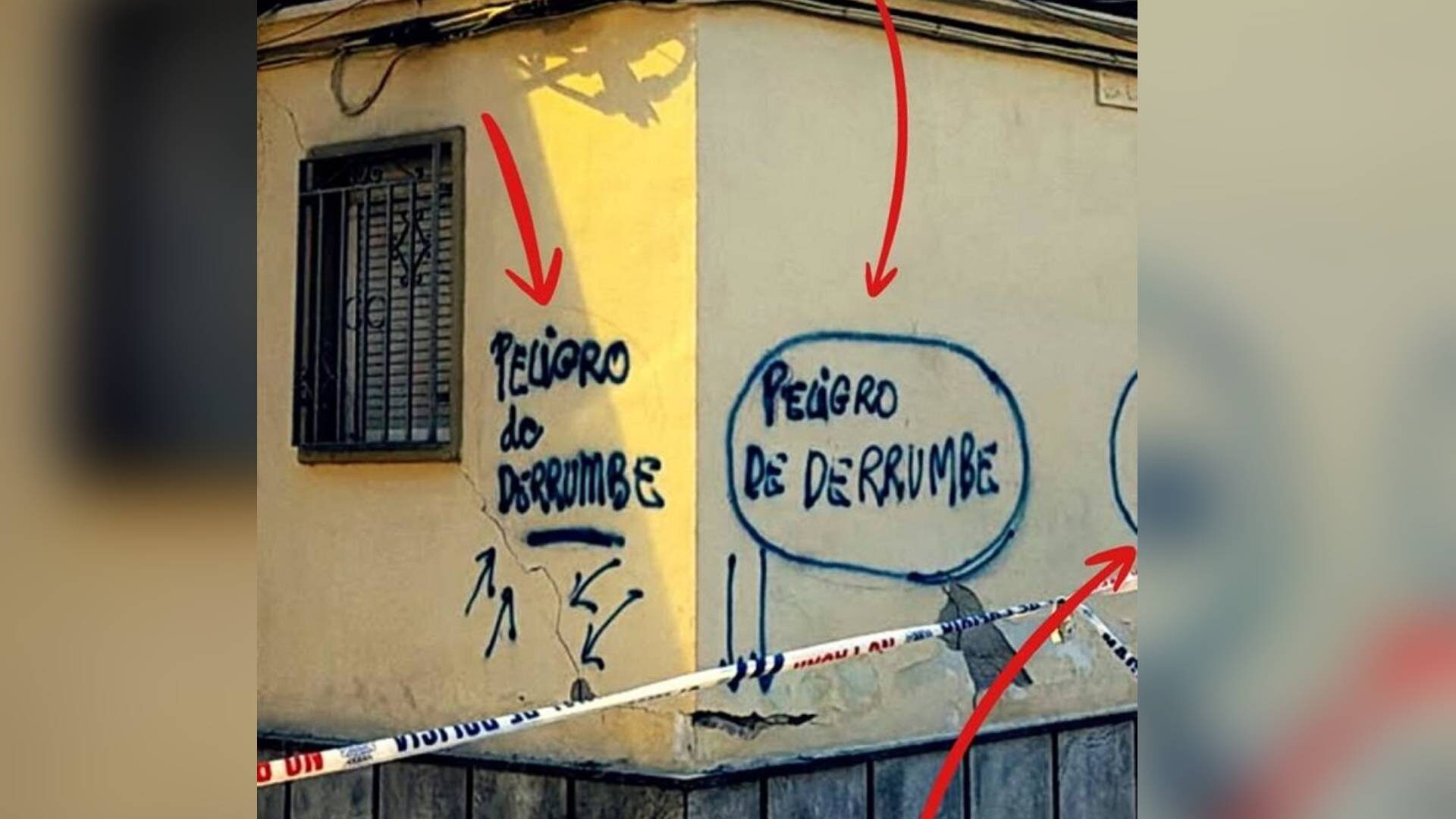pintada peligro de derrumbe granada