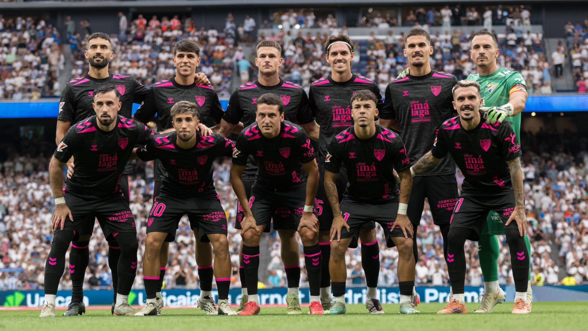 Alineación del Málaga en la visita al Bernabéu.