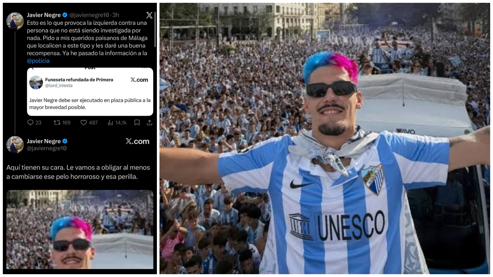Javier Negre confunde al delantero Chupete como autor de un mensaje de odio de una cuenta falsa de X
