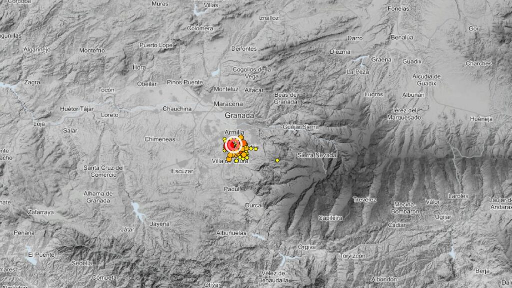 Granada tiembla con más de 40 seísmos en 24 horas: el más fuerte, de magnitud 5 con origen en Alhendín