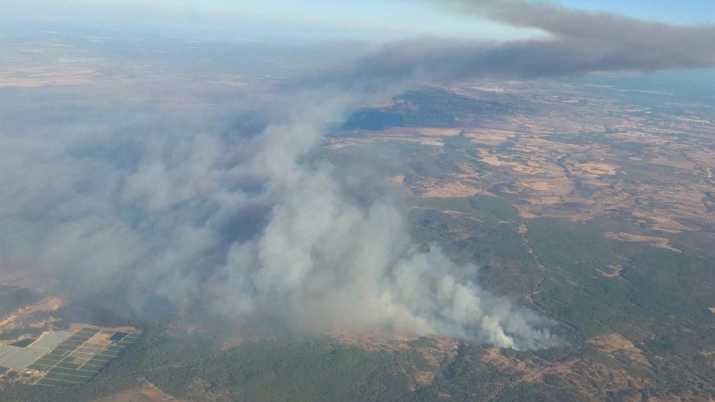 Huelva eleva a emergencia el incendio forestal de Niebla