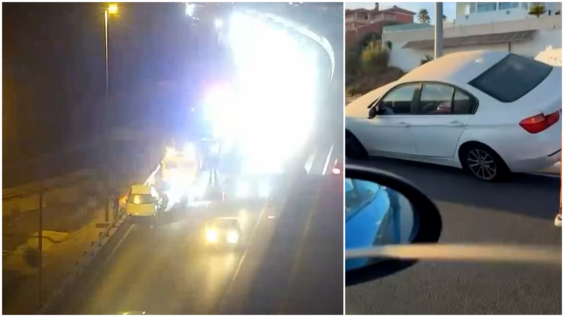 Atasco en Málaga: un accidente que acabó con un coche subido a la mediana deja retenciones en la A-7 de Mijas