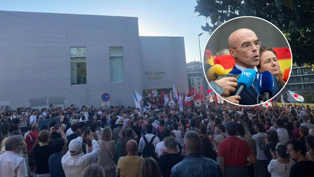 Cientos de personas boicotean un acto de Vox en Santiago de Compostela: «Aquí están los antifascistas»
