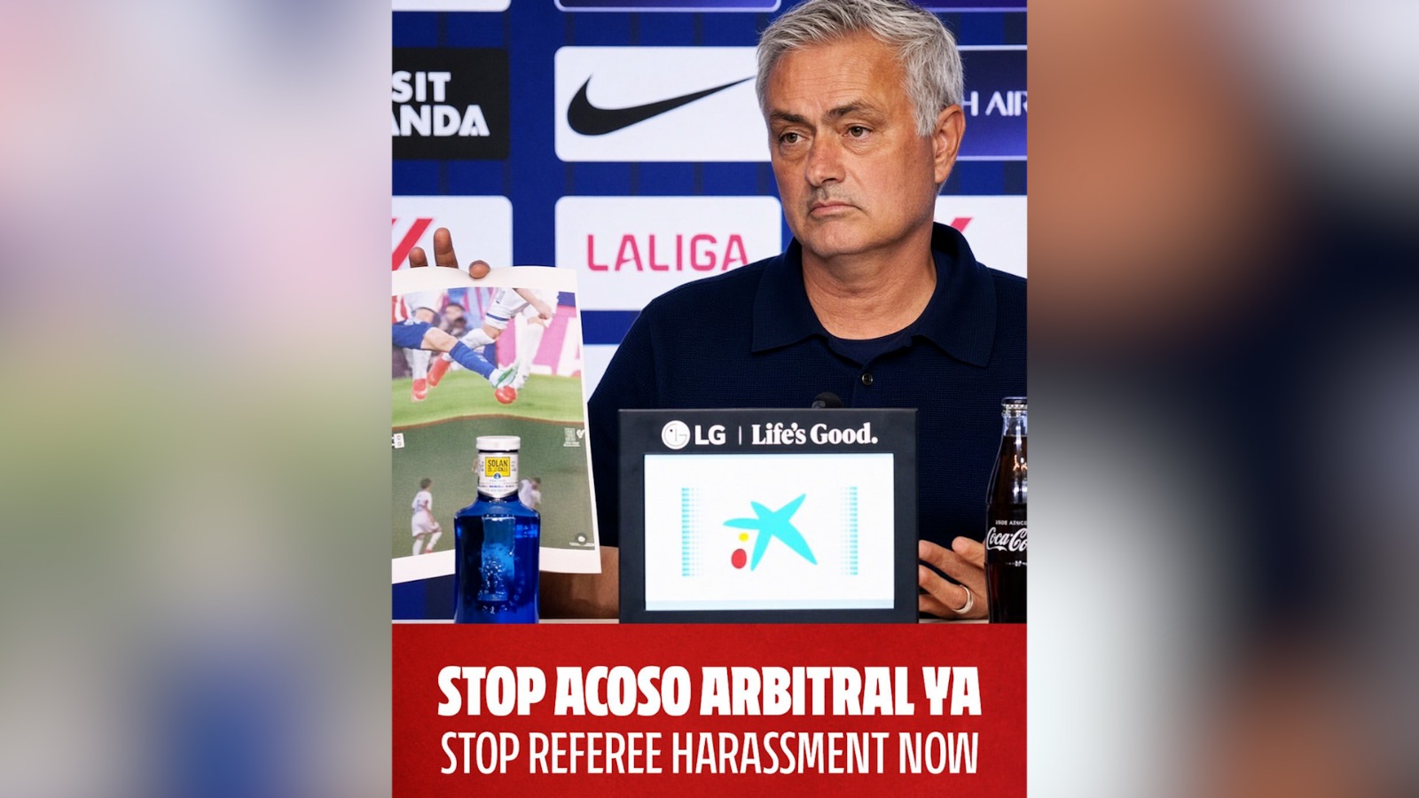 El Atlético responde a la protesta arbitral de Mourinho: «Stop acoso arbitral ya»