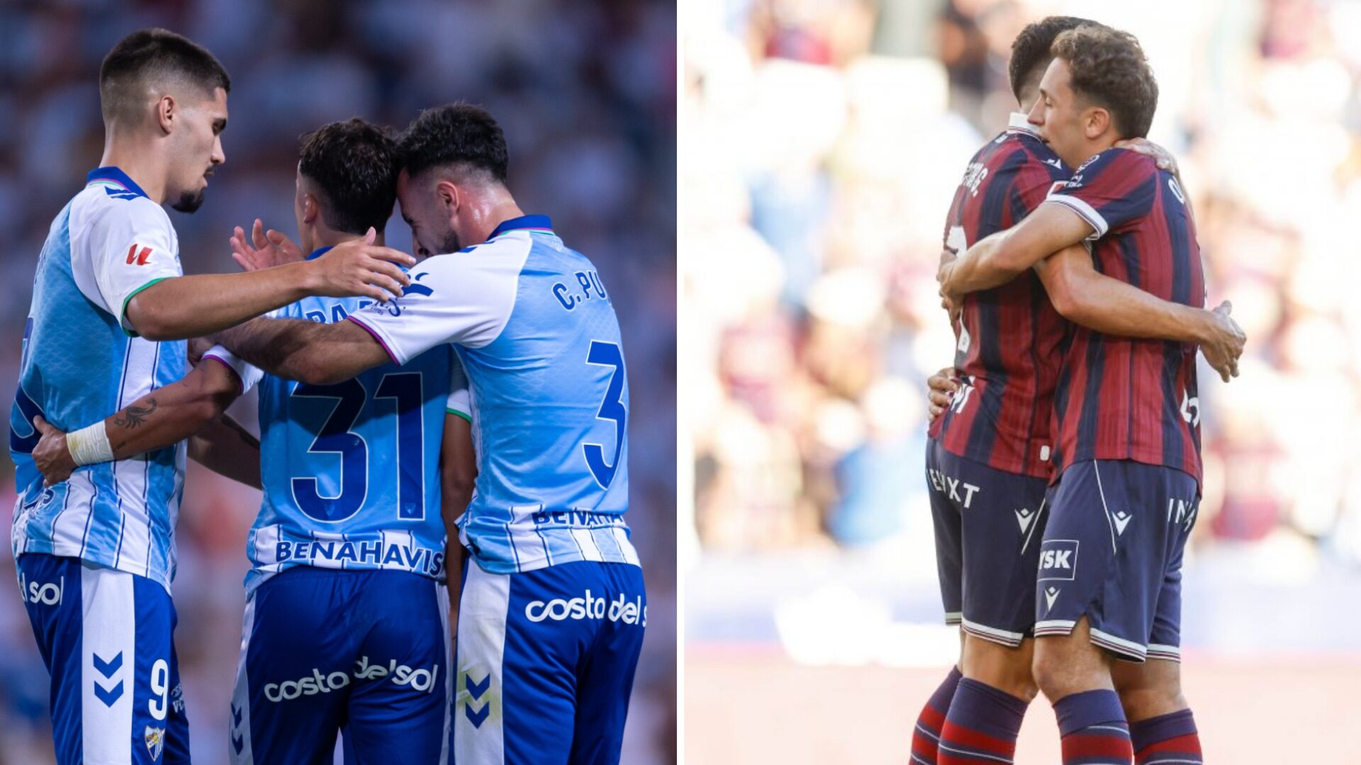 Jugadores de ambos equipos celebran un gol esta temporada.
