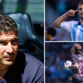 Funes en Balaídos y Niño y Chupete celebrando los dos únicos goles del equipo por el momento. Funes en Balaídos y Niño y Chupete celebrando los dos únicos goles del equipo por el momento.