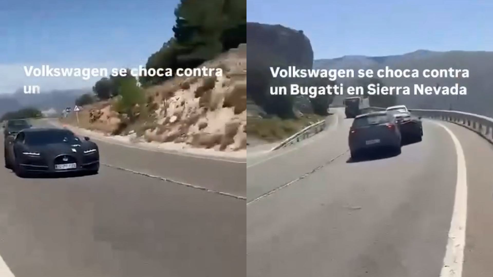 Un accidente viral: un Bugatti valorado en 15 millones es alcanzado por un Volkswagen Polo en Sierra Nevada