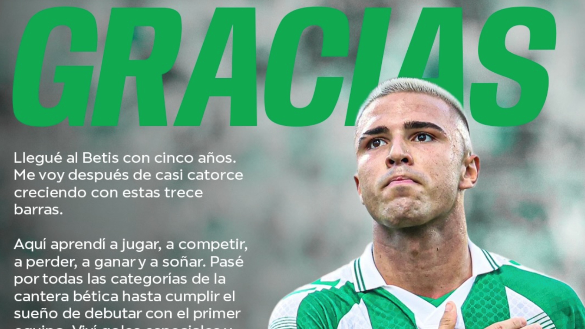 Pablo García se despide del Betis: “Llegué siendo un niño, me voy siendo futbolista y seguiré siendo bético toda la vida”