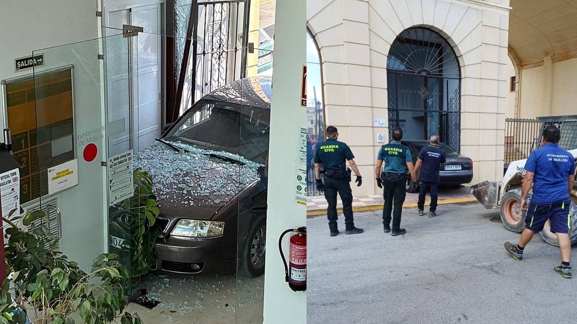 Un hombre de 85 años empotra su coche contra el Ayuntamiento de Mollina tras un enfado con la administración
