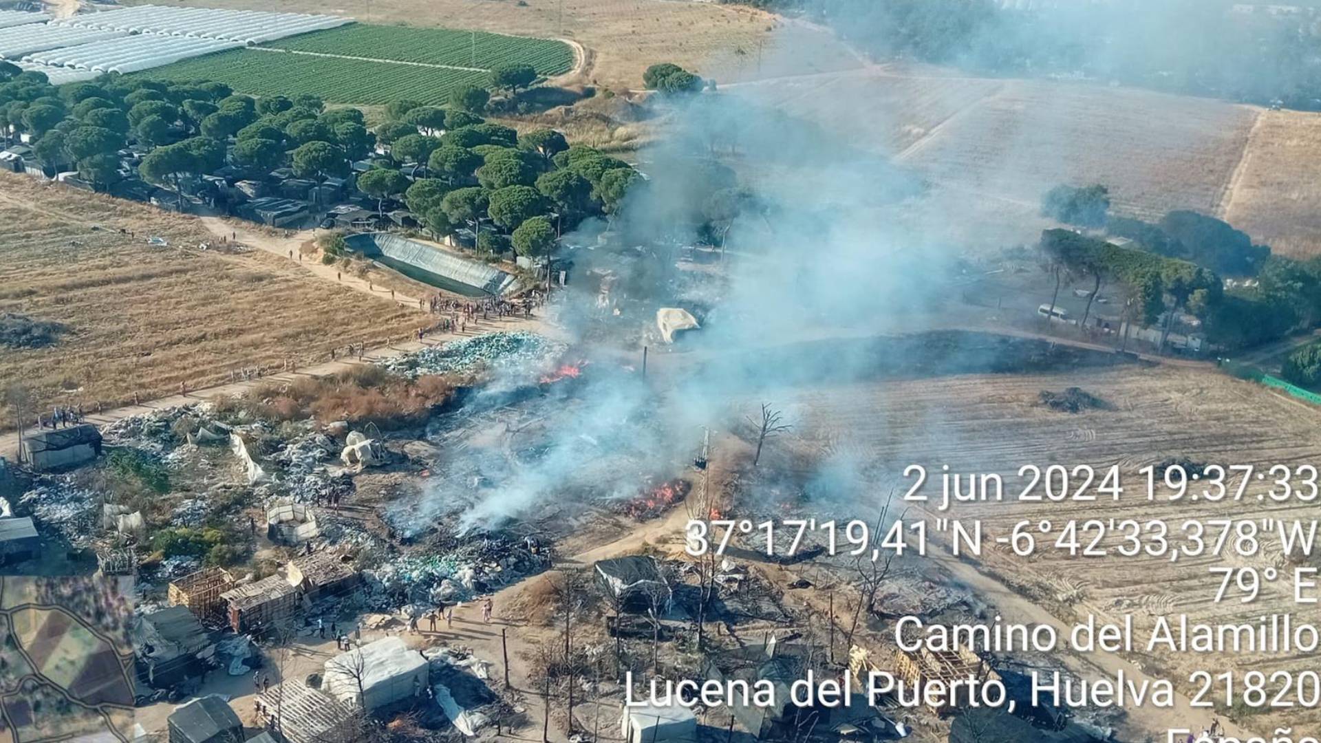 Fallecido en un incendio en un asentamiento chabolista en Lucena del Puerto