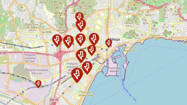 Captura zonas afectadas amago de apagon en Malaga