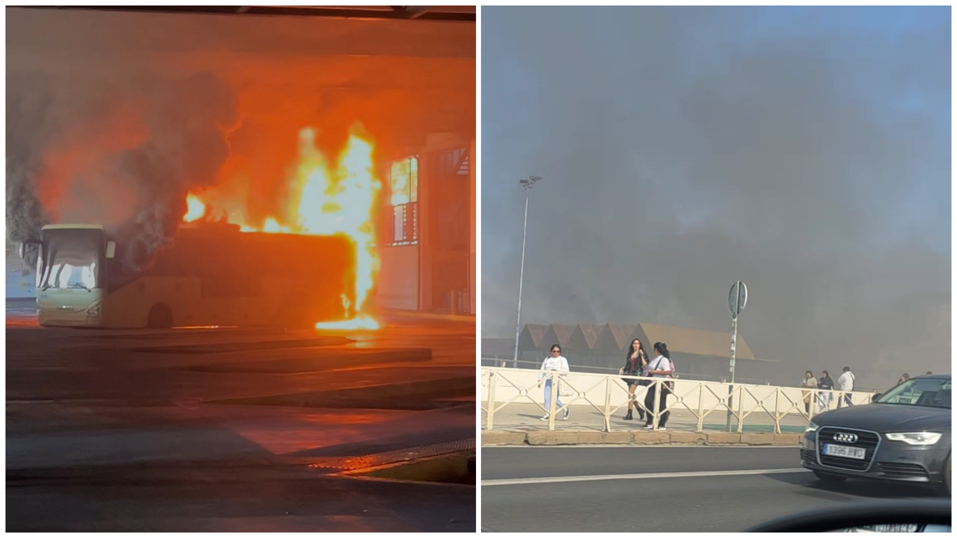 Sobresalto en Sevilla por el aparatoso incendio de un autobús: una gran columna de humo se hace visible en diversos puntos de la ciudad