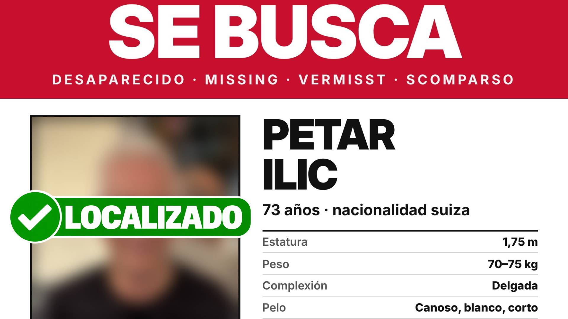 Localizan al turista suizo de 73 años desaparecido en Estepona