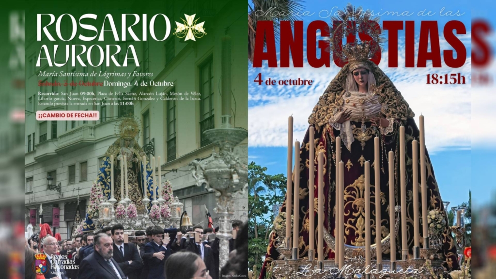 Dos traslados, un rosario y un aniversario histórico llenan el fin de semana cofrade de Málaga