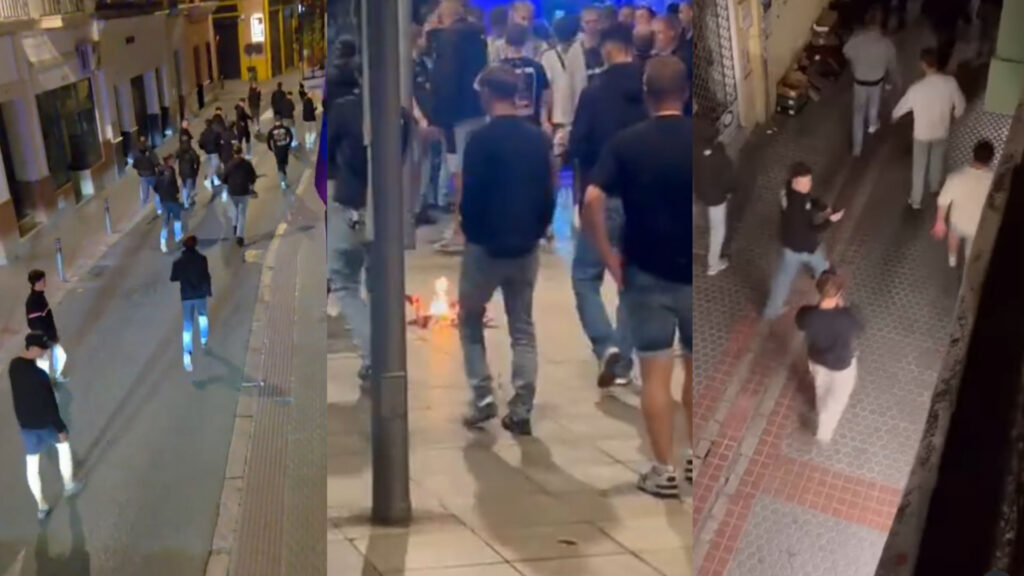 Los aficionados del Feyenoord la lían en el Centro de Sevilla: altercados, destrozos y cargas policiales